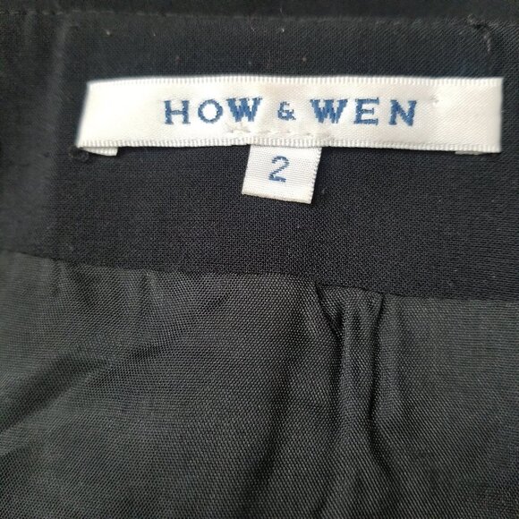 How & Wen Women's Black Pleated A-Line Skirt Size 2 - Picture 4 of 6